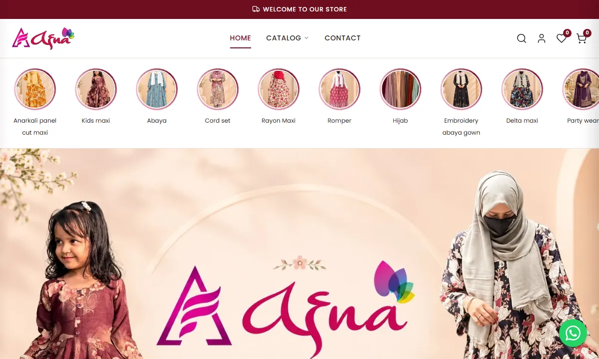 Screenshot of the afnafashion.com website