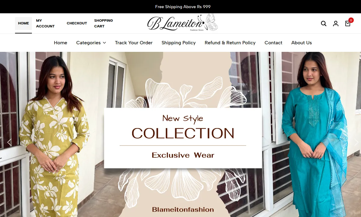 Screenshot of the blameitonfashion.in website