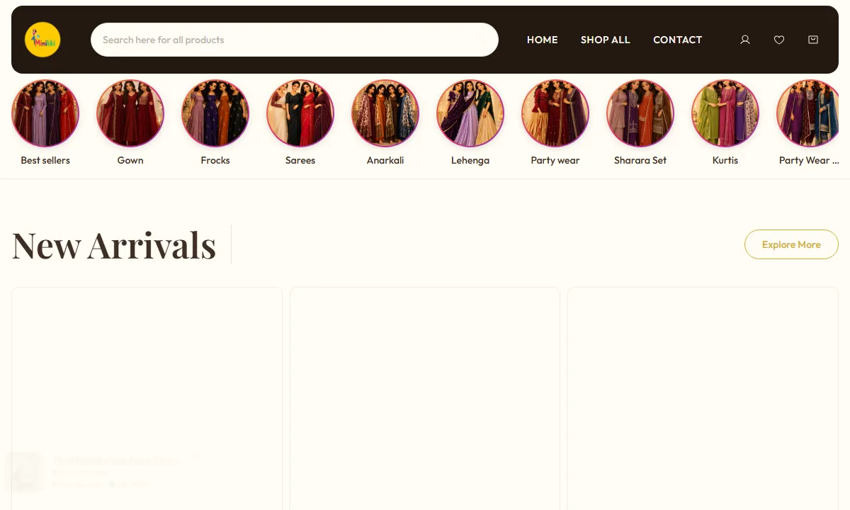 Screenshot of the minikki.in website