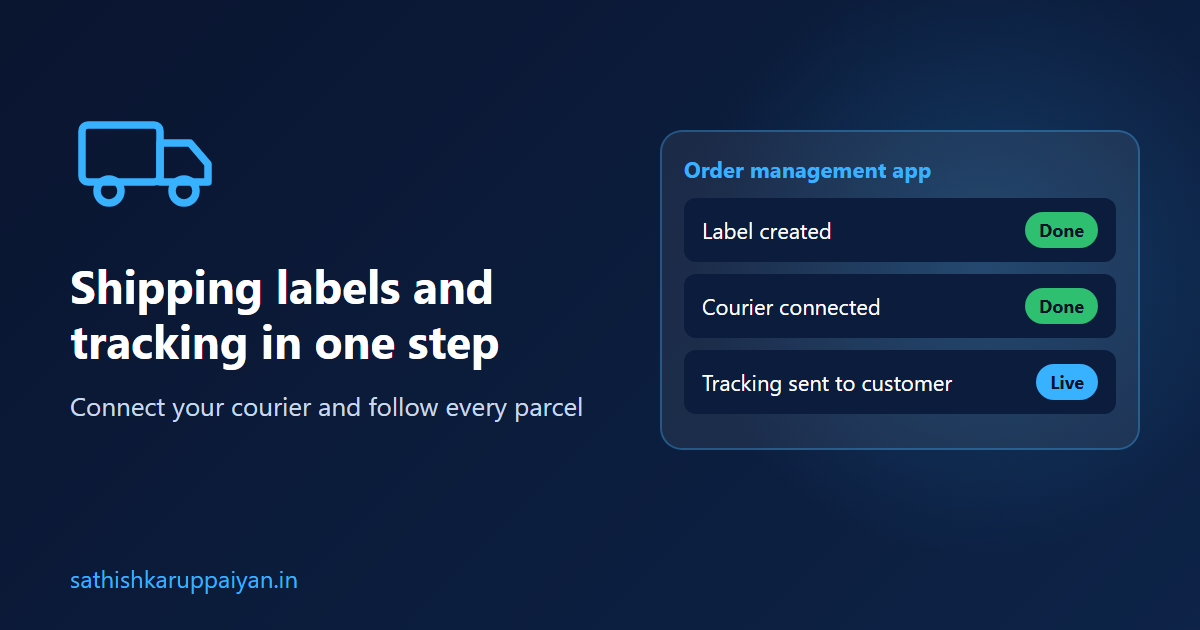 Shipping label and courier tracking created from one order management app